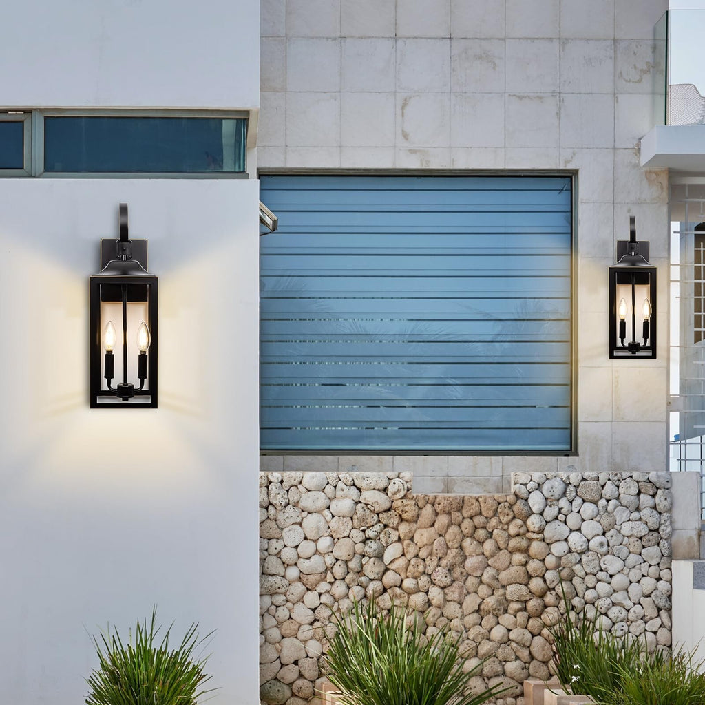 19" Large Outdoor Wall Light - Black outside Wall Mounted Light Fixture with ...
