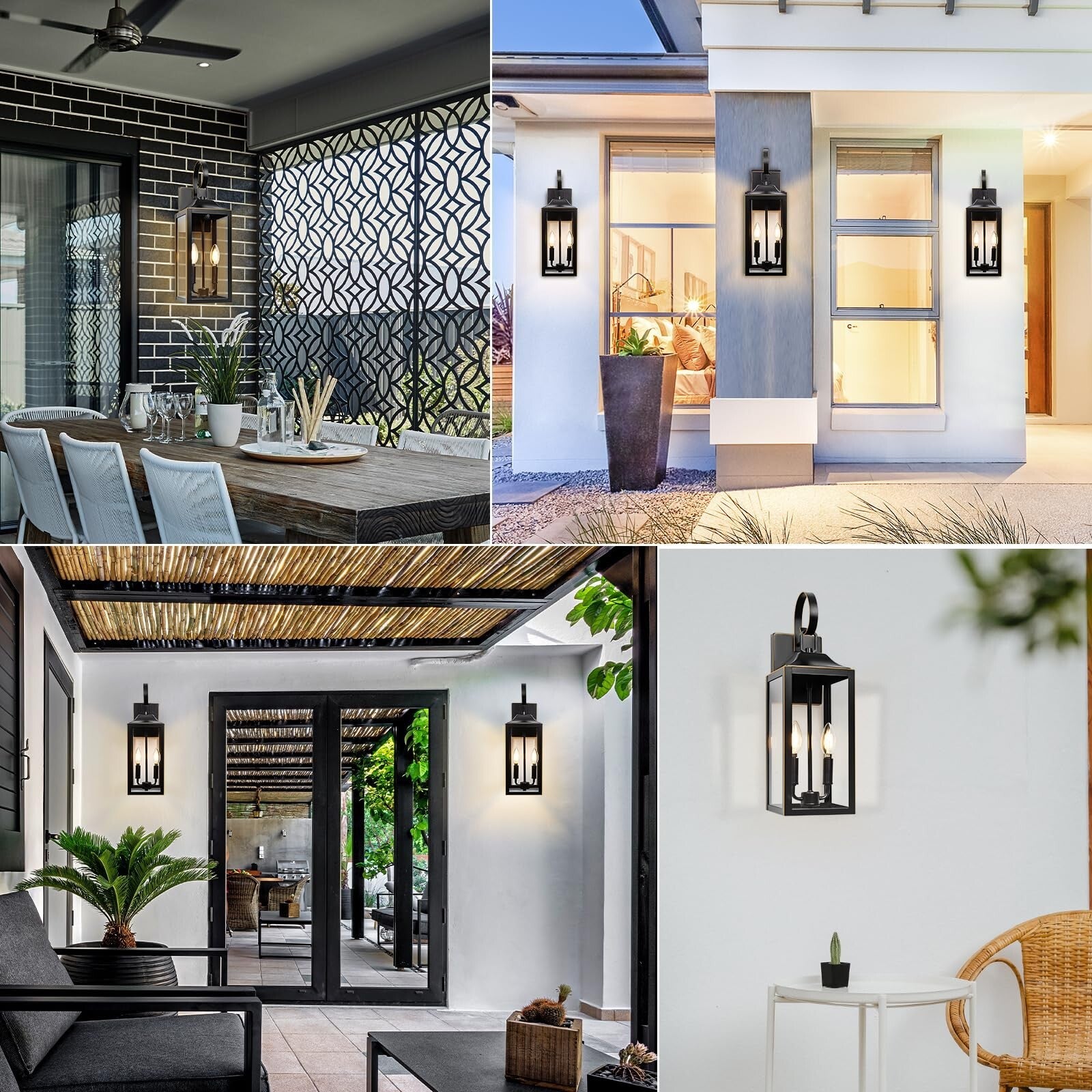 19" Large Outdoor Wall Light - Black outside Wall Mounted Light Fixture with ...