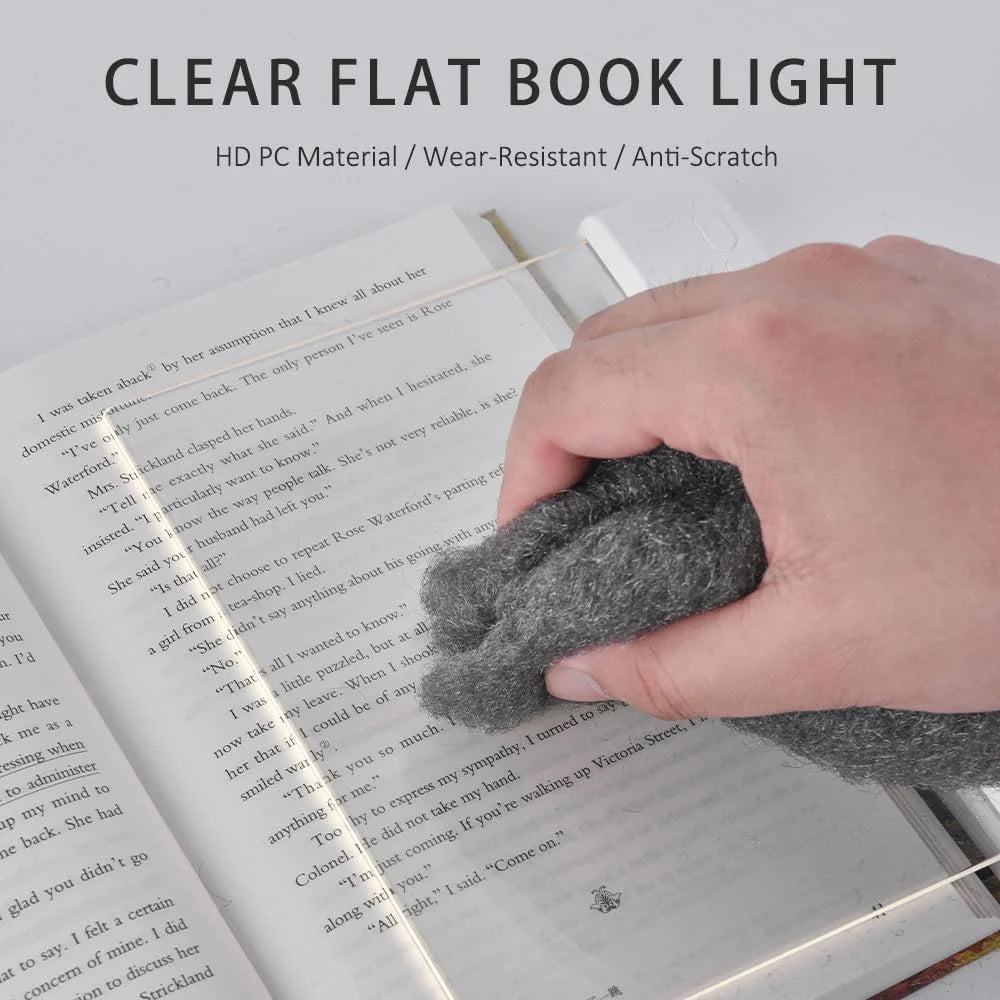 Flat Book Light - Rechargeable LED Reading Flat Clip on Night Light with 3 Colors & Timer, Portable Dimmable Full Page Panel Light for Reading in Bed at Night