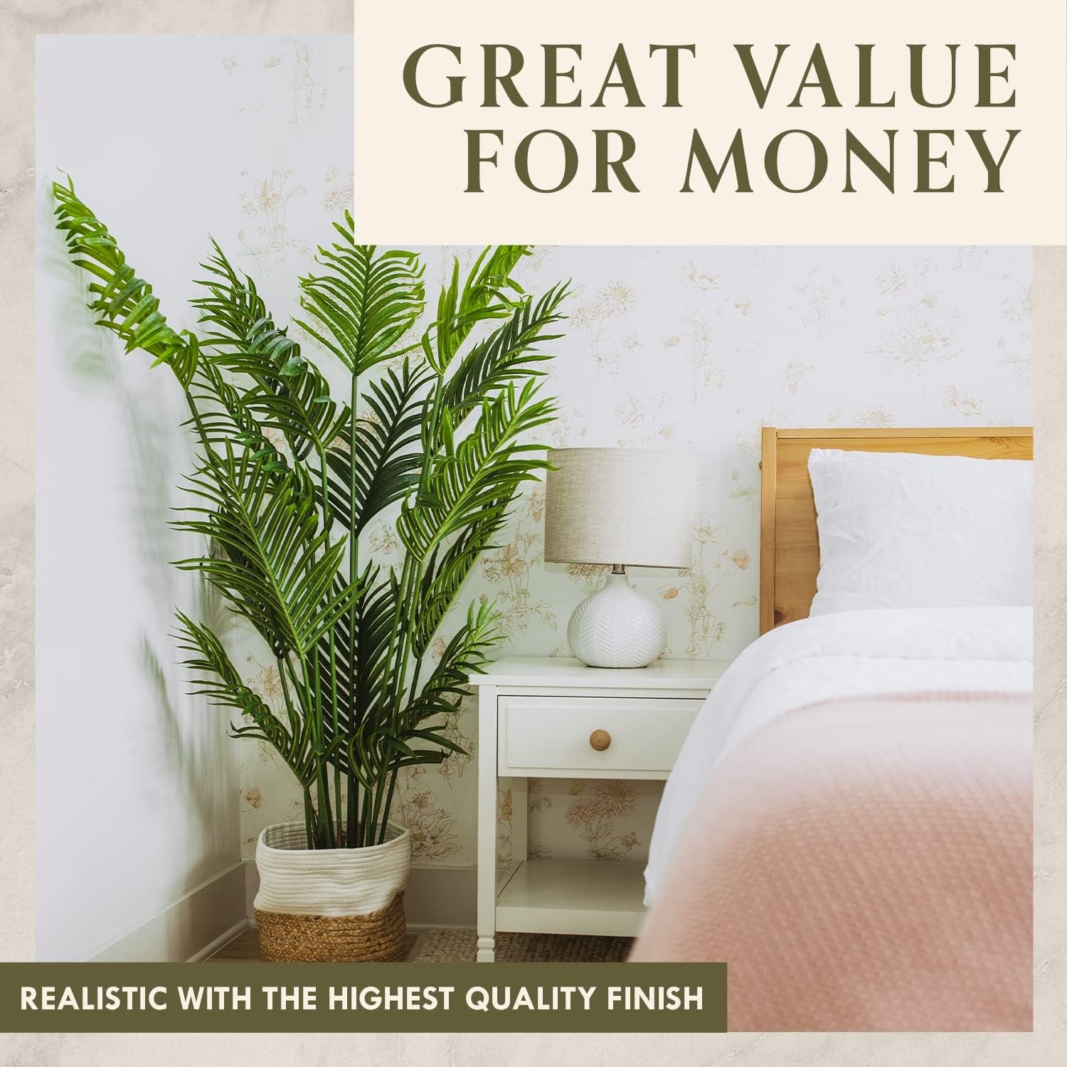 Artificial Palm Tree, Faux Plants for Home Decor Indoor 6 Feet, Fake Plants Tall for Office, Artificial Palm Plant & Large Plants for Living Room Decor, Faux Plants Indoor Artificial Tropical Plants