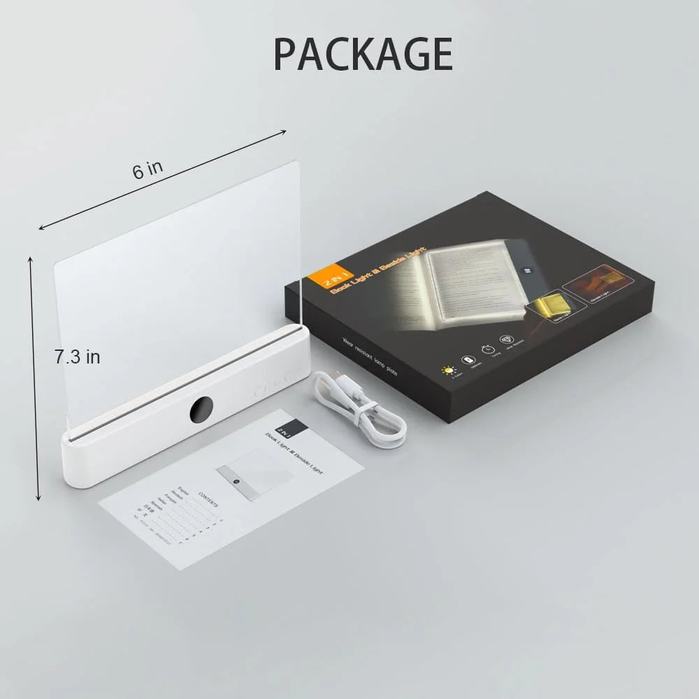 Flat Book Light - Rechargeable LED Reading Flat Clip on Night Light with 3 Colors & Timer, Portable Dimmable Full Page Panel Light for Reading in Bed at Night
