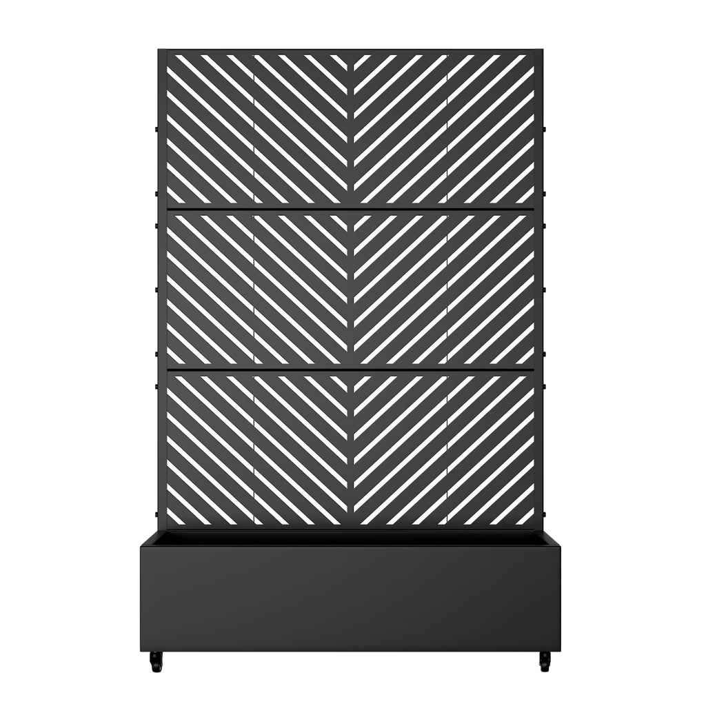 72"X47" Metal Rectangle Flower Pots and Planter Raised Box with Trellis for Vine Climbing Plants, Black