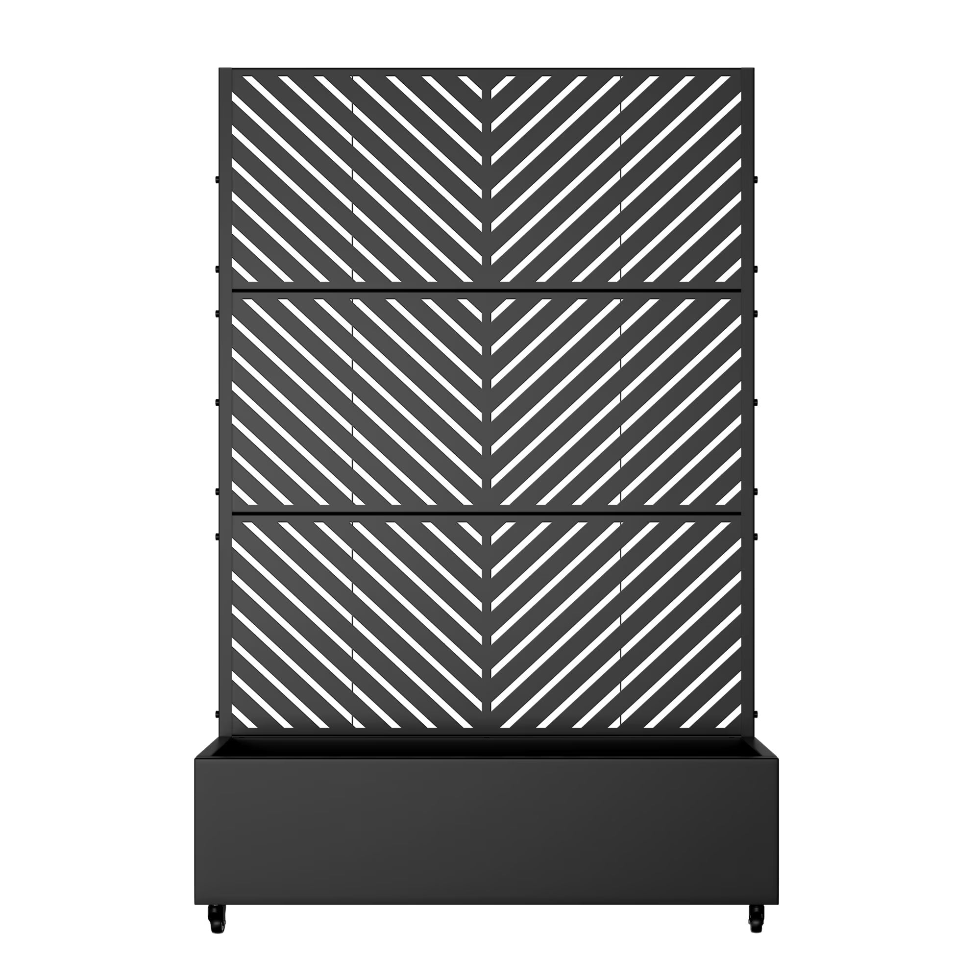 72"X47" Metal Rectangle Flower Pots and Planter Raised Box with Trellis for Vine Climbing Plants, Black