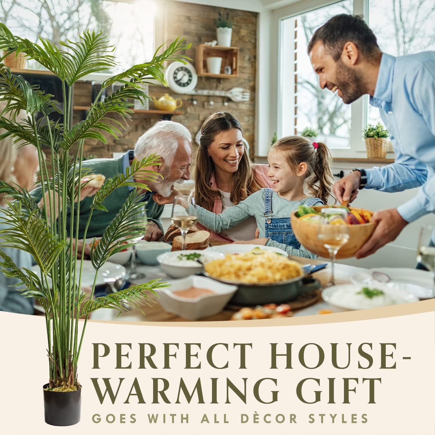 Artificial Palm Tree, Faux Plants for Home Decor Indoor 6 Feet, Fake Plants Tall for Office, Artificial Palm Plant & Large Plants for Living Room Decor, Faux Plants Indoor Artificial Tropical Plants