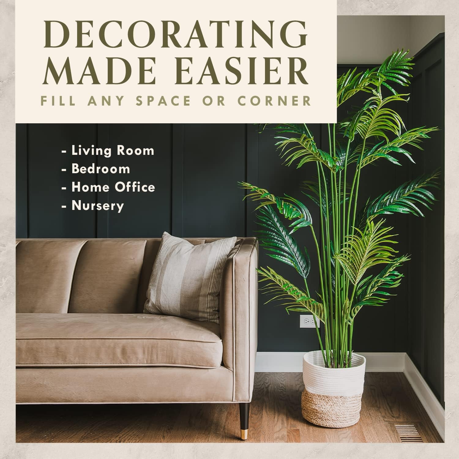 Artificial Palm Tree, Faux Plants for Home Decor Indoor 6 Feet, Fake Plants Tall for Office, Artificial Palm Plant & Large Plants for Living Room Decor, Faux Plants Indoor Artificial Tropical Plants