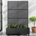 72"X47" Metal Rectangle Flower Pots and Planter Raised Box with Trellis for Vine Climbing Plants, Black