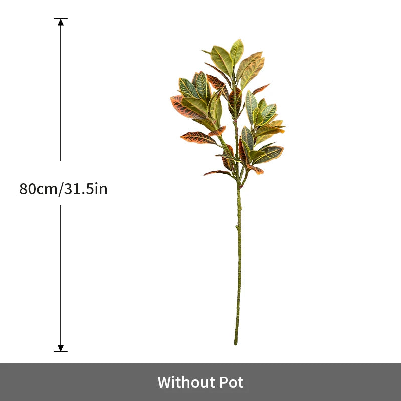 80-120Cm Large Artificial Plants Fake Codiaeum Tree Branch Plastic Ficus Plants Fiddle Plants Leaves Tropical Plant for Home