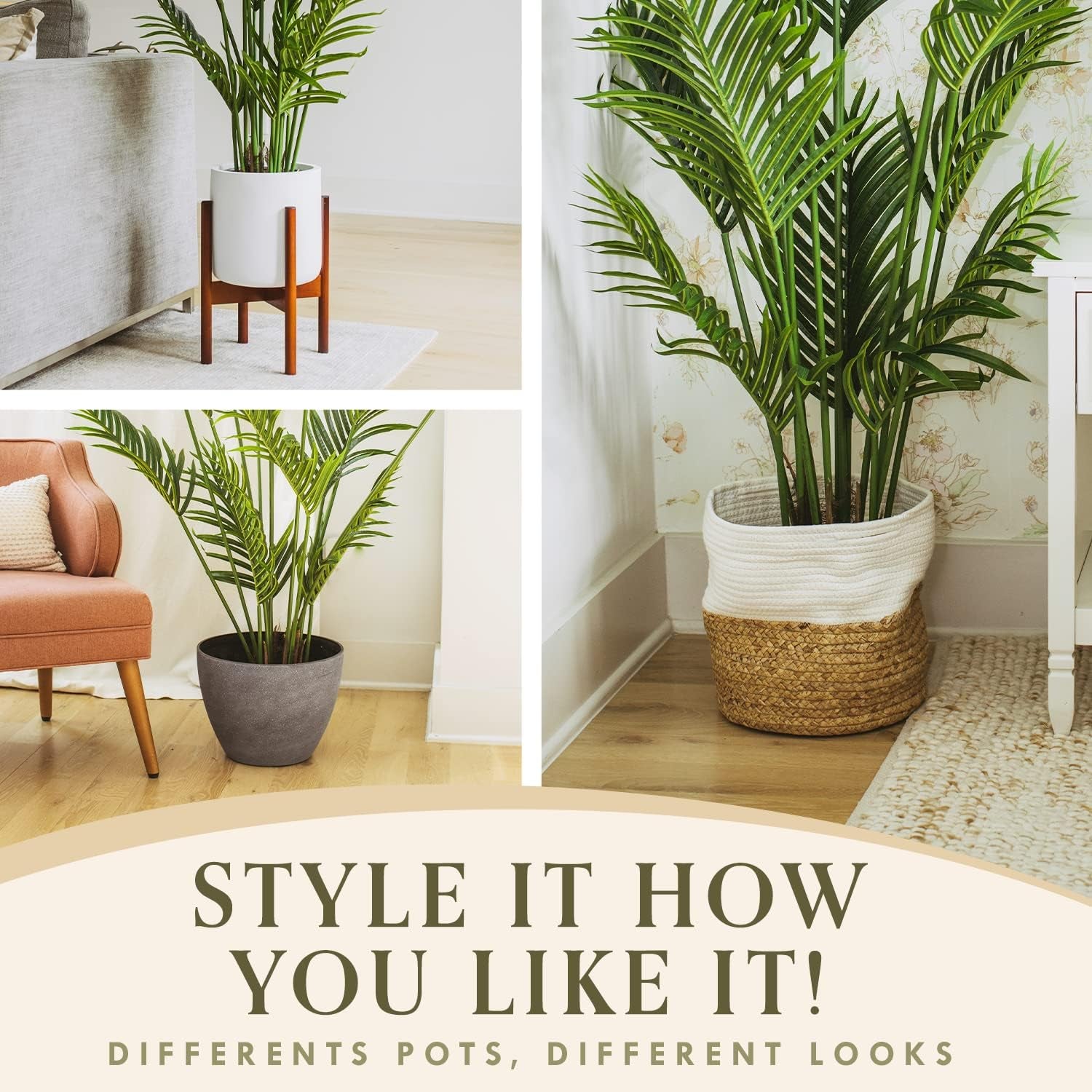 Artificial Palm Tree, Faux Plants for Home Decor Indoor 6 Feet, Fake Plants Tall for Office, Artificial Palm Plant & Large Plants for Living Room Decor, Faux Plants Indoor Artificial Tropical Plants