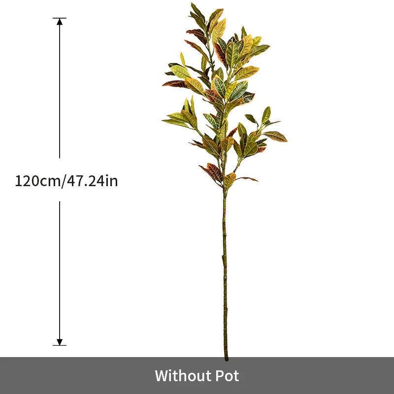 80-120Cm Large Artificial Plants Fake Codiaeum Tree Branch Plastic Ficus Plants Fiddle Plants Leaves Tropical Plant for Home