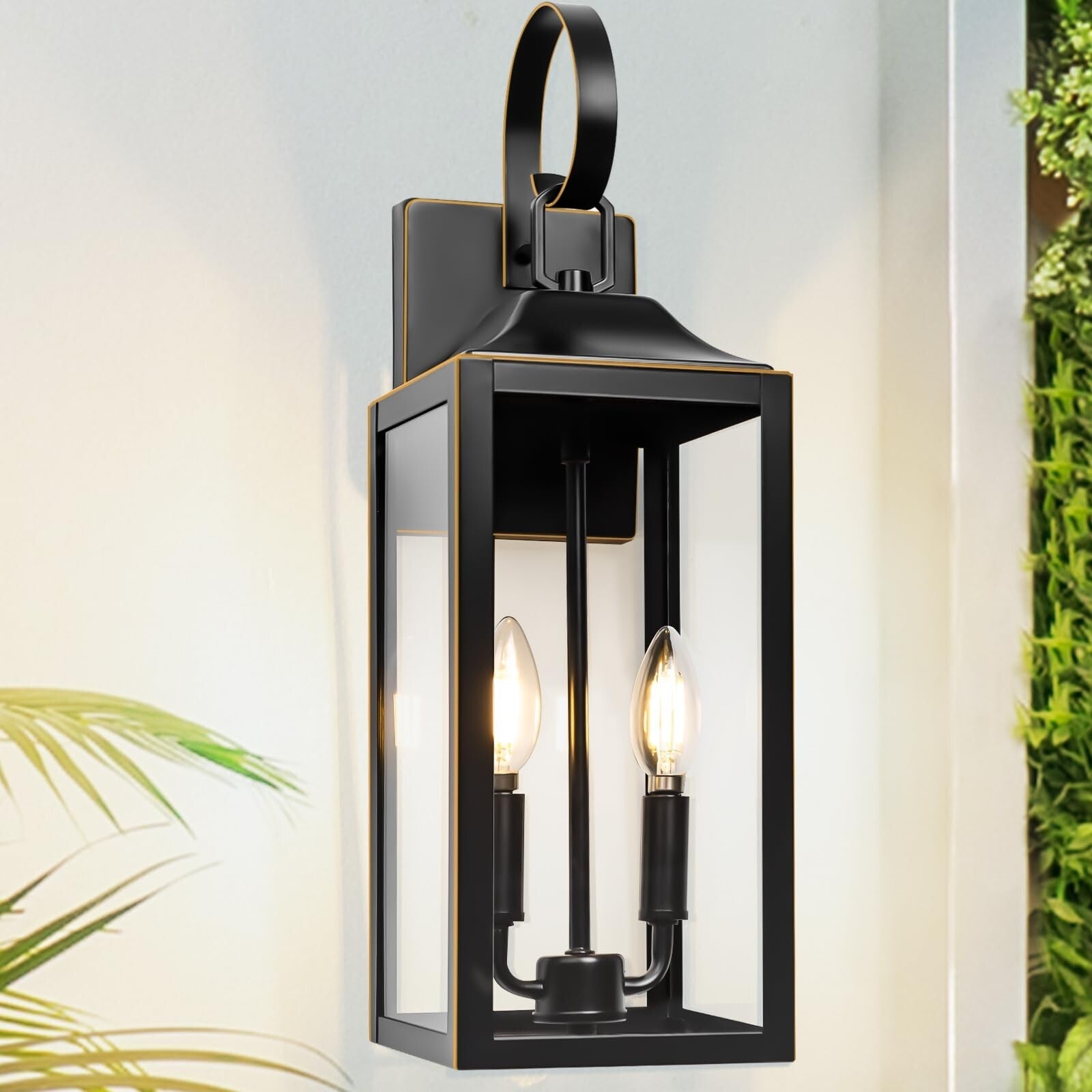 19" Large Outdoor Wall Light - Black outside Wall Mounted Light Fixture with ...