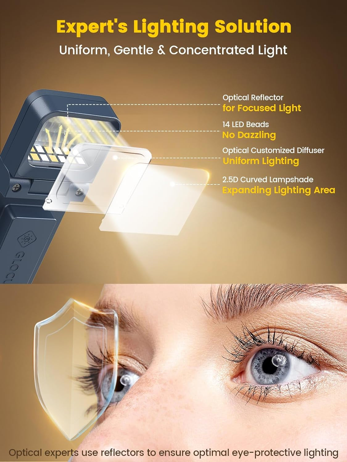 Book Lights for Reading at Night, Rechargeable Book Light Clip on - 3 Colors & 5